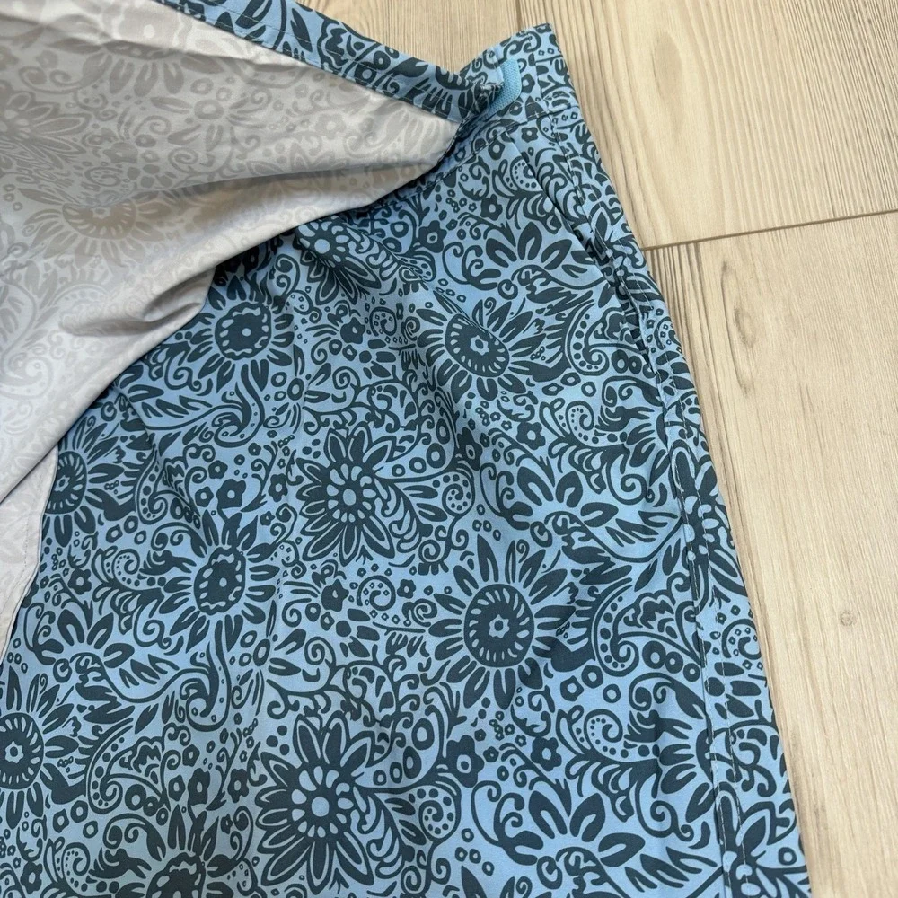 RipSkirt Skirt Large Length 2 Blue Floral‎ A Line Stretch Travel Pockets Casual